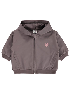 Civil Baby Çiçek Nakışlı Basic 6-18 Ay Hırka - Kahve