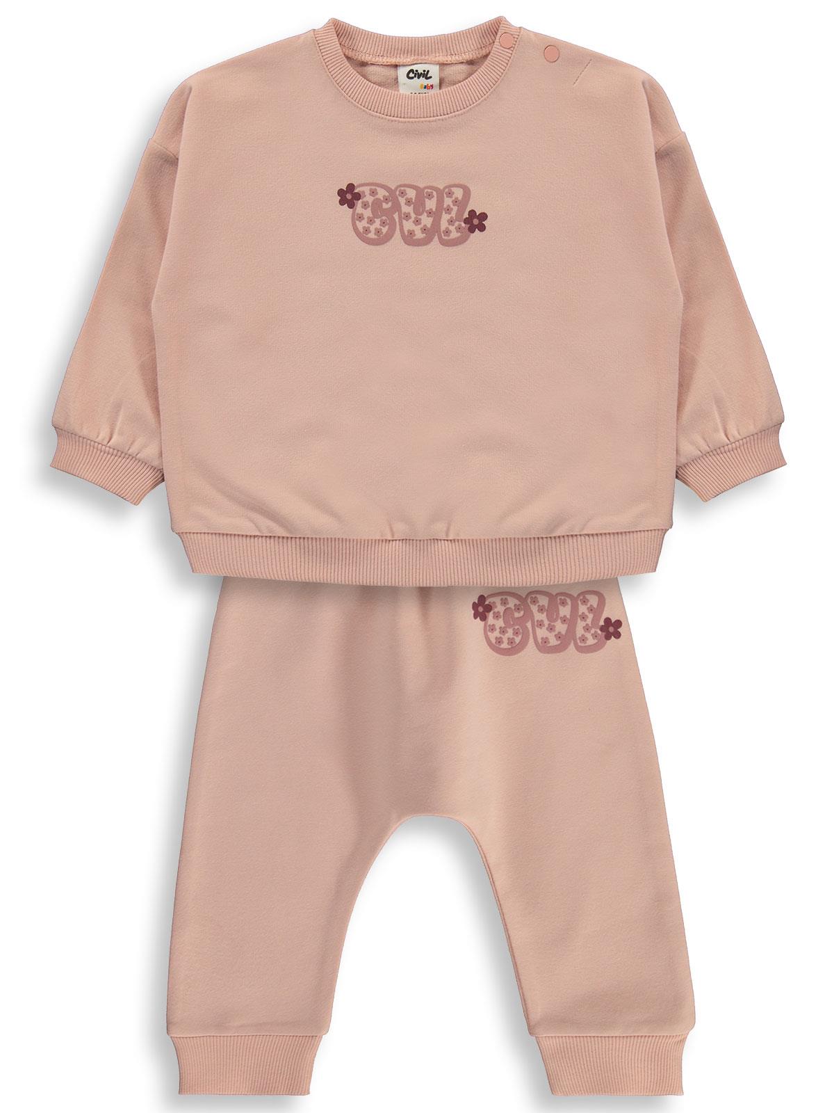 Civil Baby CVL Baskılı Basic 6-18 Ay Takım - Kahve