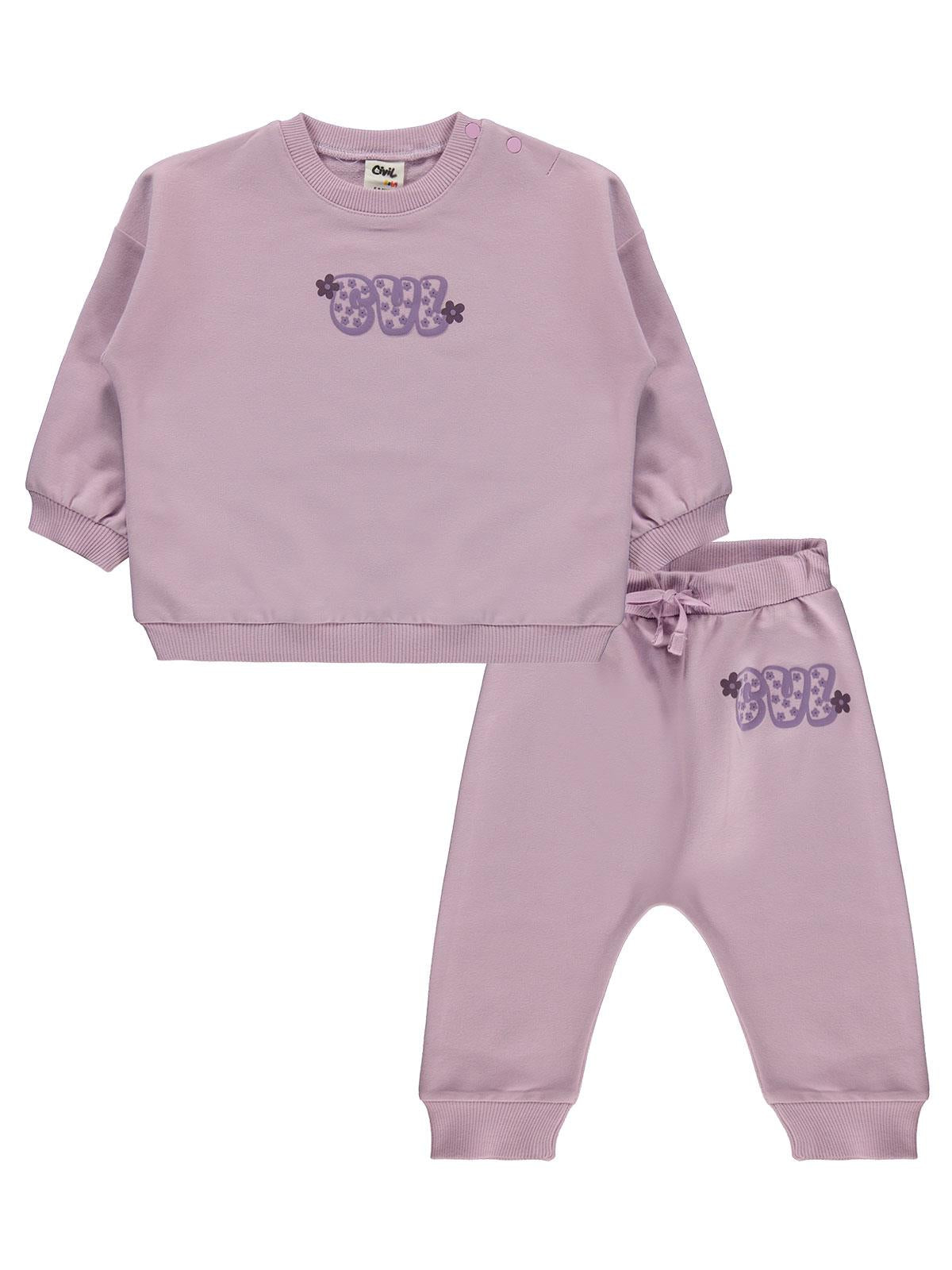 Civil Baby CVL Baskılı Basic 6-18 Ay Takım - Kahve