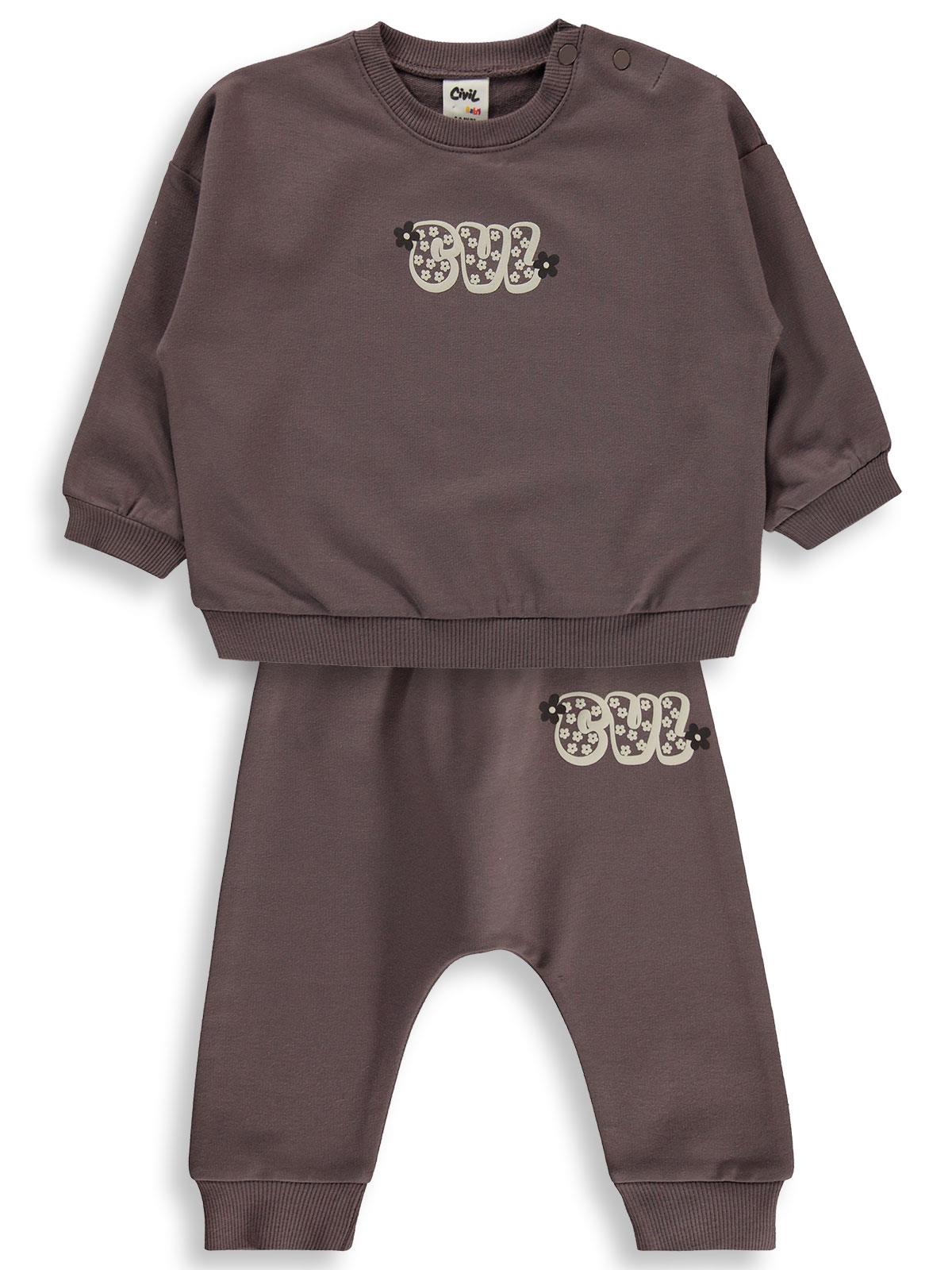 Civil Baby CVL Baskılı Basic 6-18 Ay Takım - Kahve