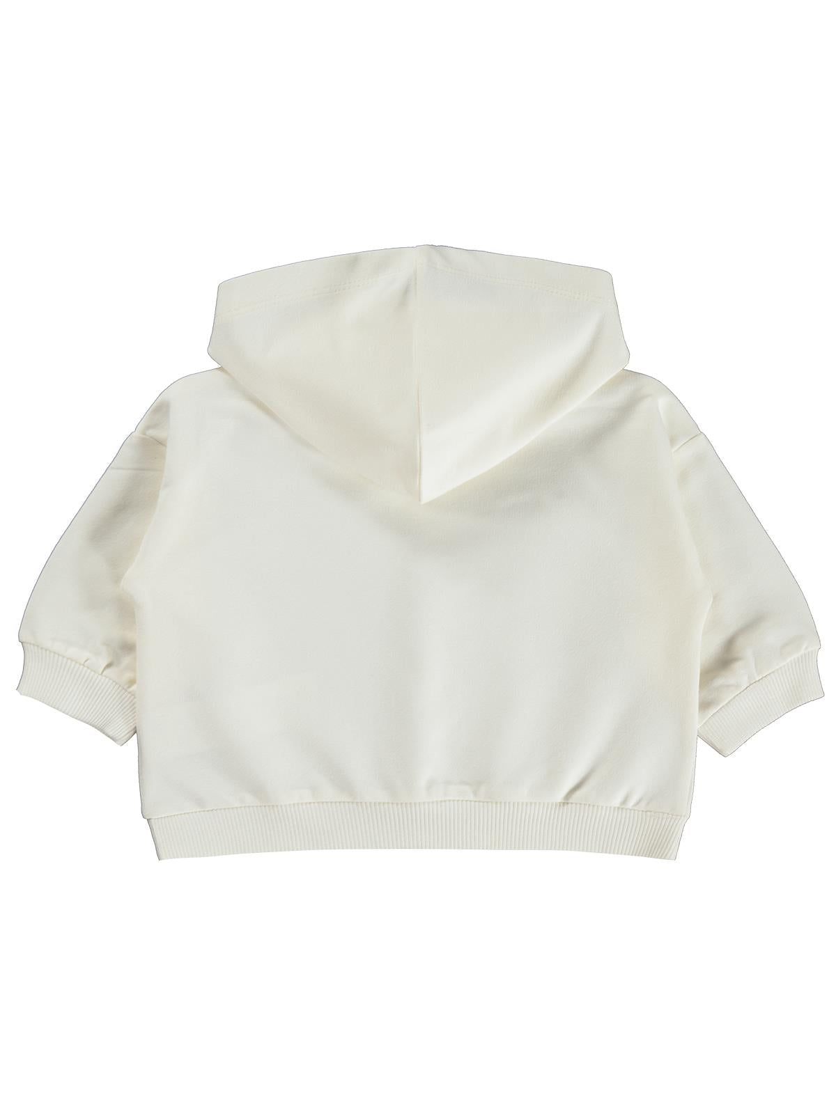 Civil Baby Çiçek Nakışlı Kapşonlu Basic 6-18 Ay Sweatshirt - Ekru