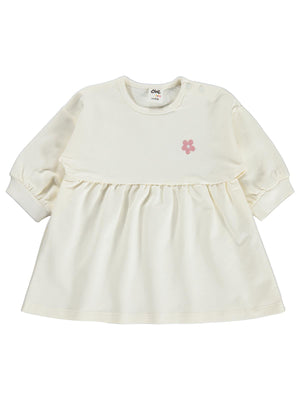 Civil Baby Çiçek Nakışlı Basic 6-18 Ay Elbise - Ekru
