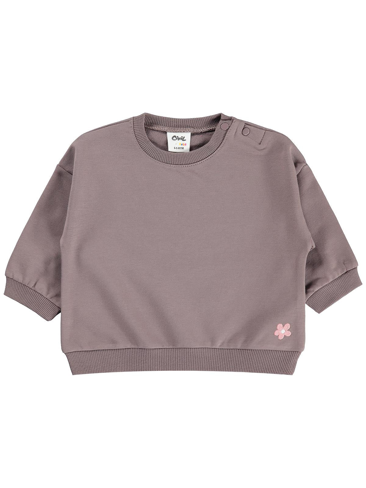 Civil Baby Çiçek Nakışlı Basic 6-18 Ay Sweatshirt - Lila