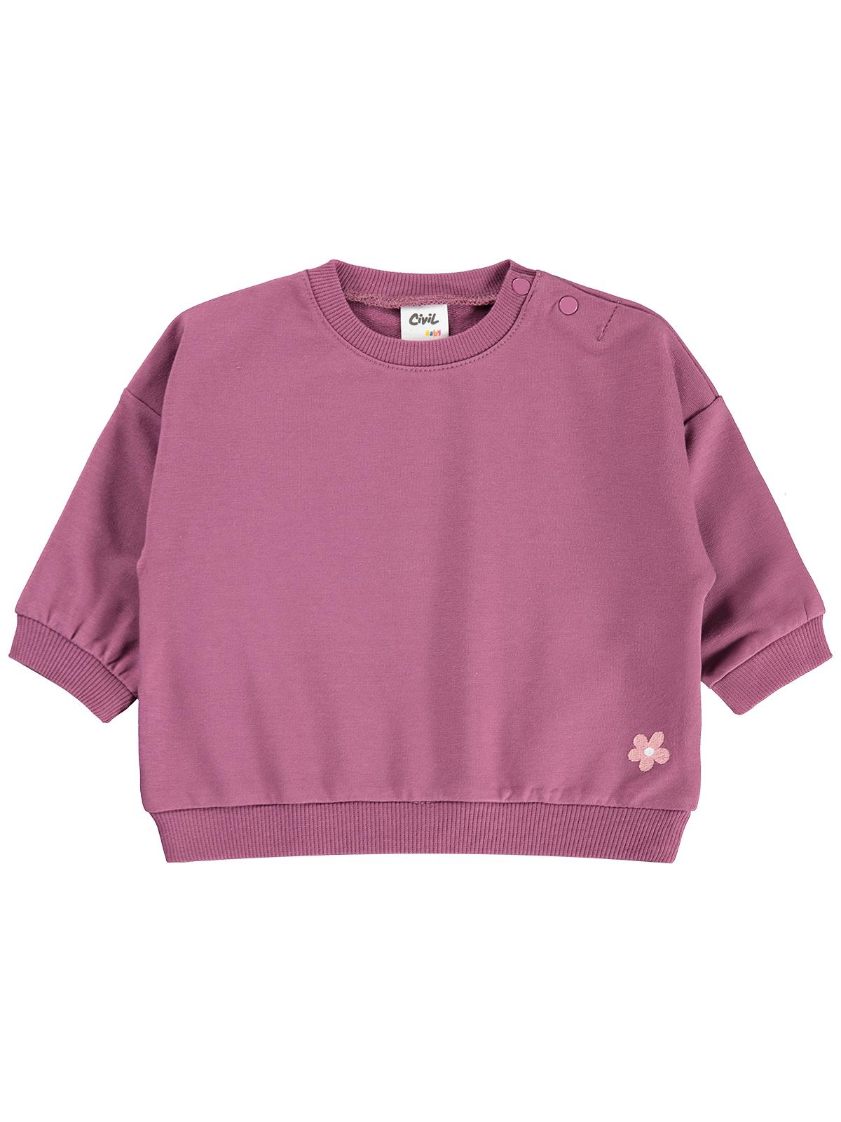 Civil Baby Çiçek Nakışlı Basic 6-18 Ay Sweatshirt - Lila