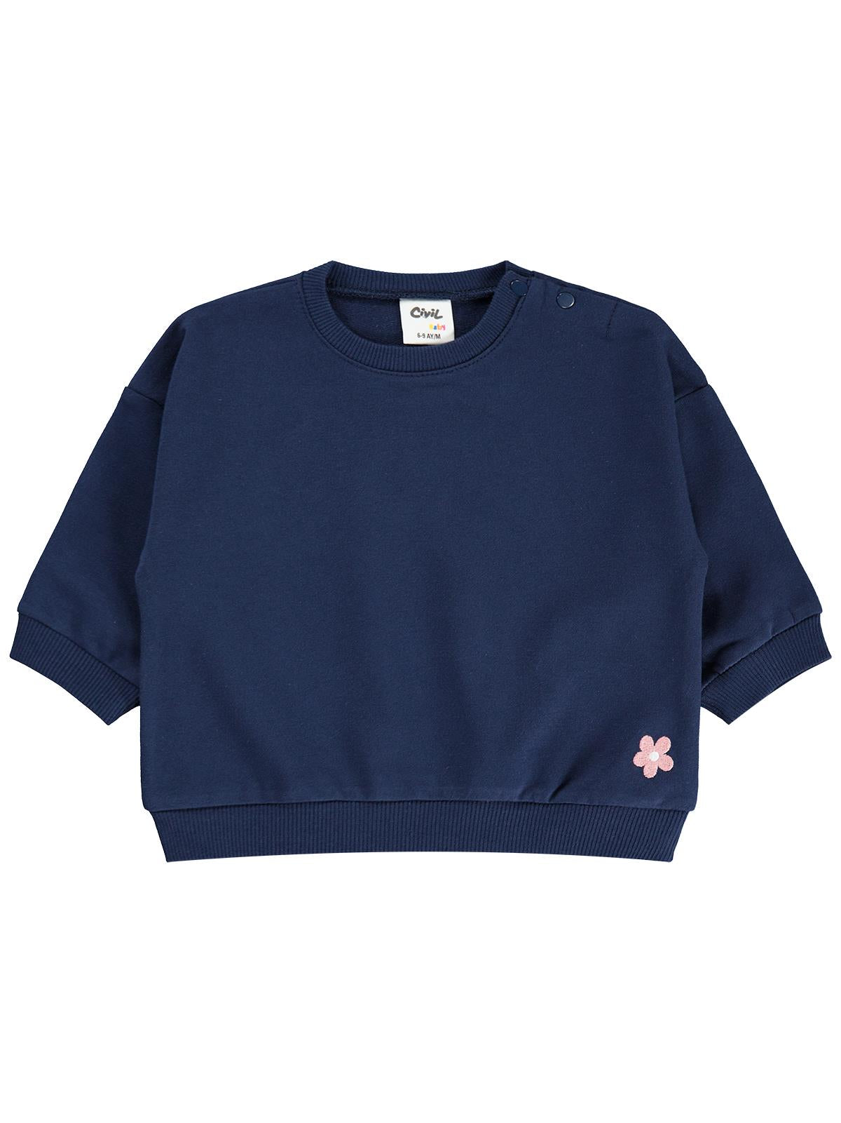 Civil Baby Çiçek Nakışlı Basic 6-18 Ay Sweatshirt - Lila