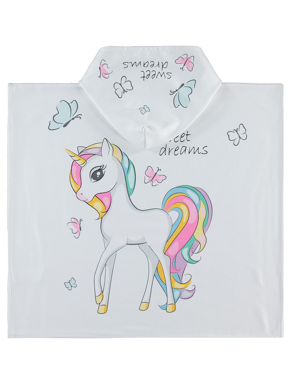 Civil Girls Unicorn Baskılı Pelerin 6-9 Yaş - Beyaz
