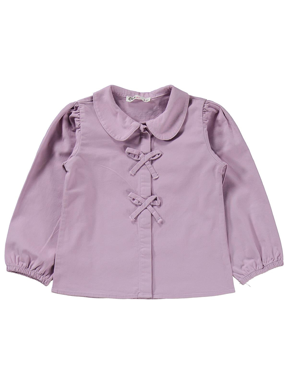 Civil Girls Fiyonklu Gömlek Pantolon İkili 2-5 Yaş Takım - Lila