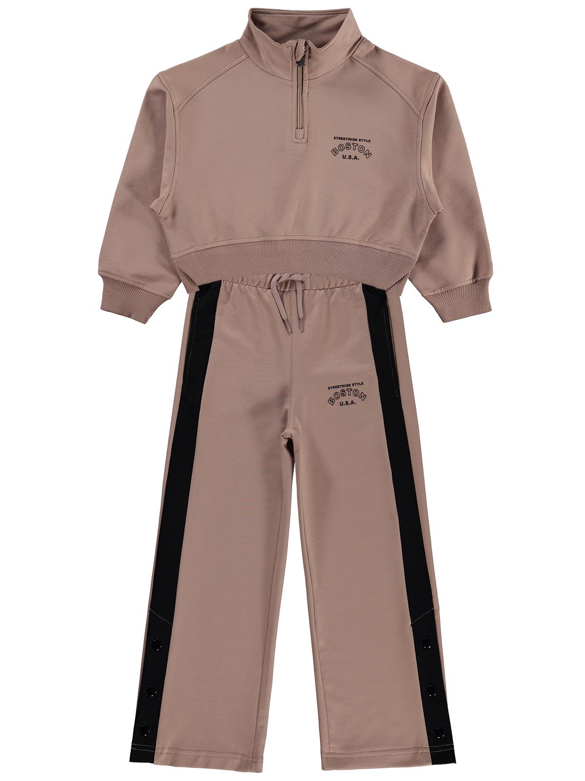 Mışıl Kids Yarım Fermuarlı 10-13 Yaş Eşofman Takımı - Bej
