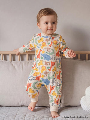Civil Baby Safari Empirme | 1.2 TOG Uyku Tulumu| Pamuklu Süprem | Uzun Kollu Bisiklet Yaka - Bej
