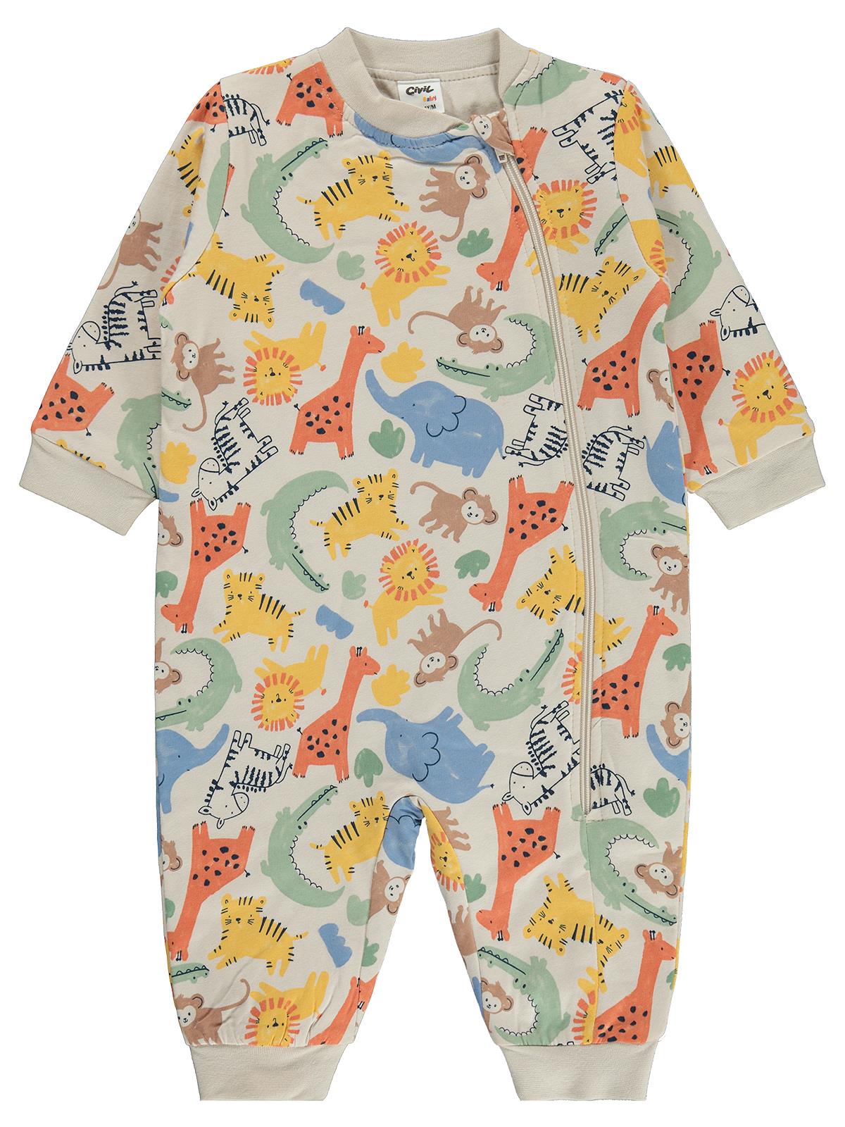 Civil Baby Safari Empirme | 1.2 TOG Uyku Tulumu| Pamuklu Süprem | Uzun Kollu Bisiklet Yaka - Bej