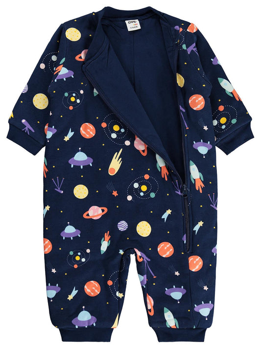 Civil Baby Space Empirme | Pamuklu İnterlok | Uzun Kollu Bisiklet Yaka | 2.5 TOG Uyku Tulumu - Lacivert