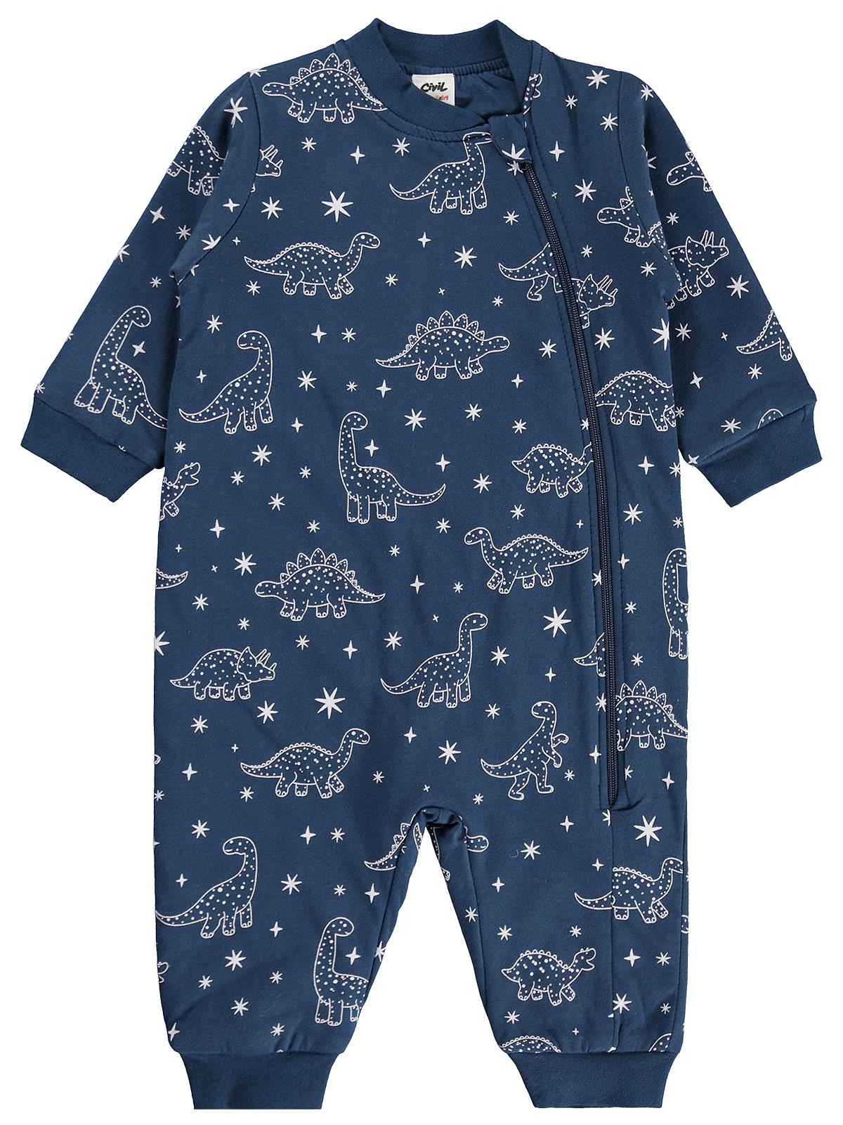 Civil Baby Dino Empirme | Pamuklu Süprem | Uzun Kollu Bisiklet Yaka | 1.2 TOG Uyku Tulumu - Lacivert