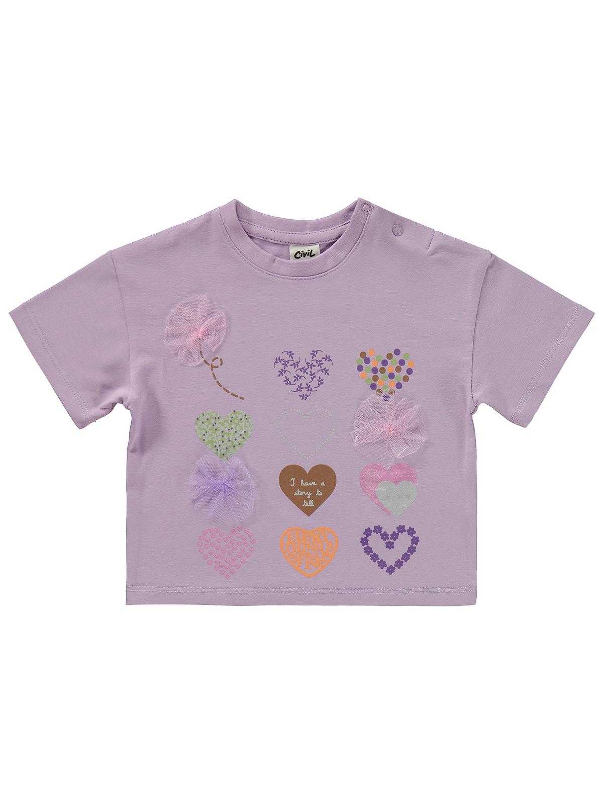 Civil Baby Kalp Nakışlı 6-18 Ay Takım - Lila