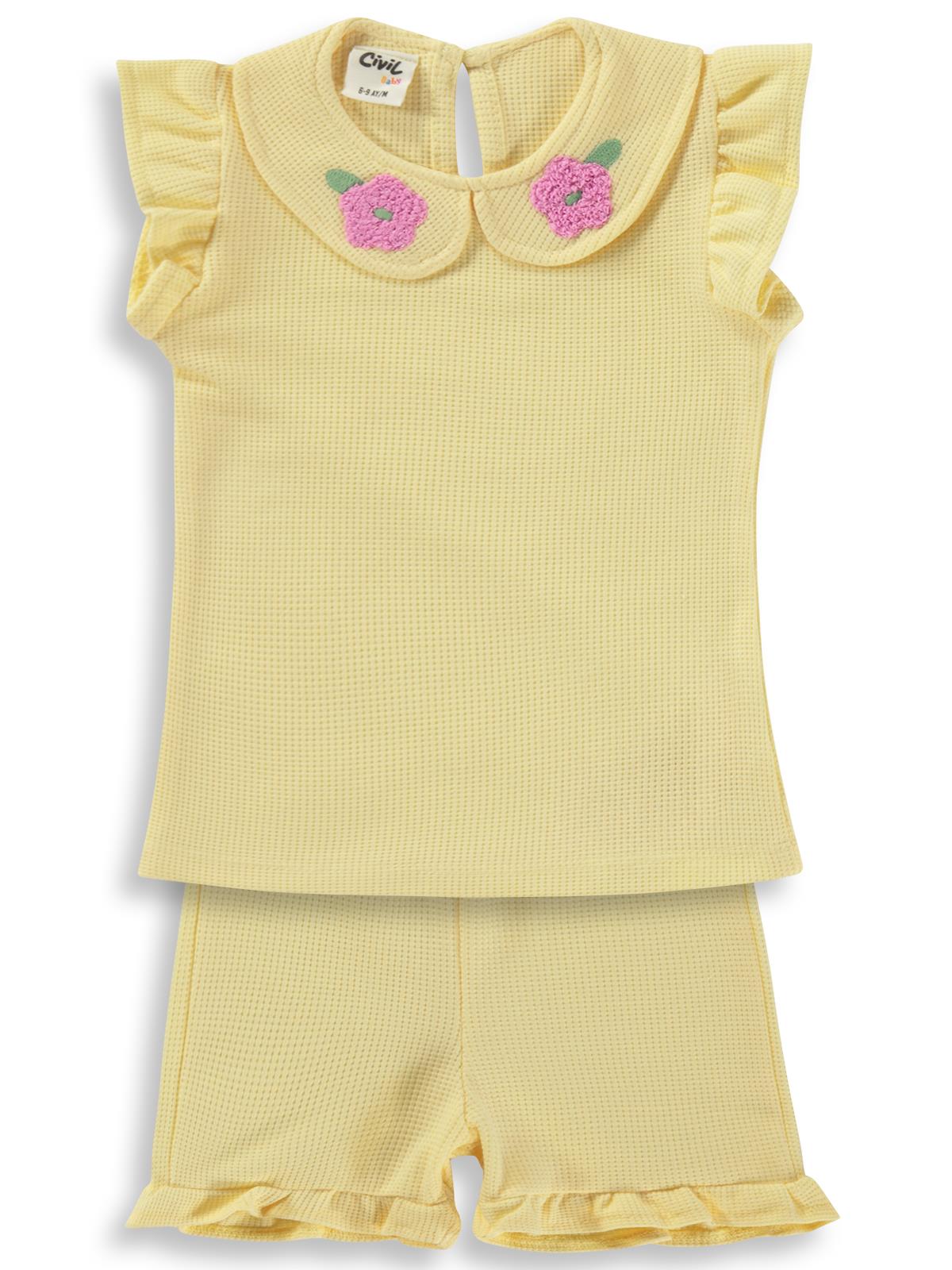 Civil Baby Yaka Nakışlı 6-18 Ay Takım - Sarı