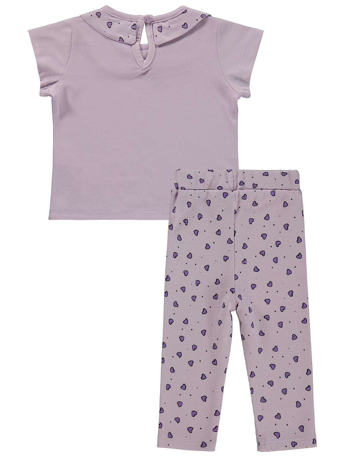 Civil Baby Kalp Empirme Bebe Yaka 6-18 Ay Takım - Lila
