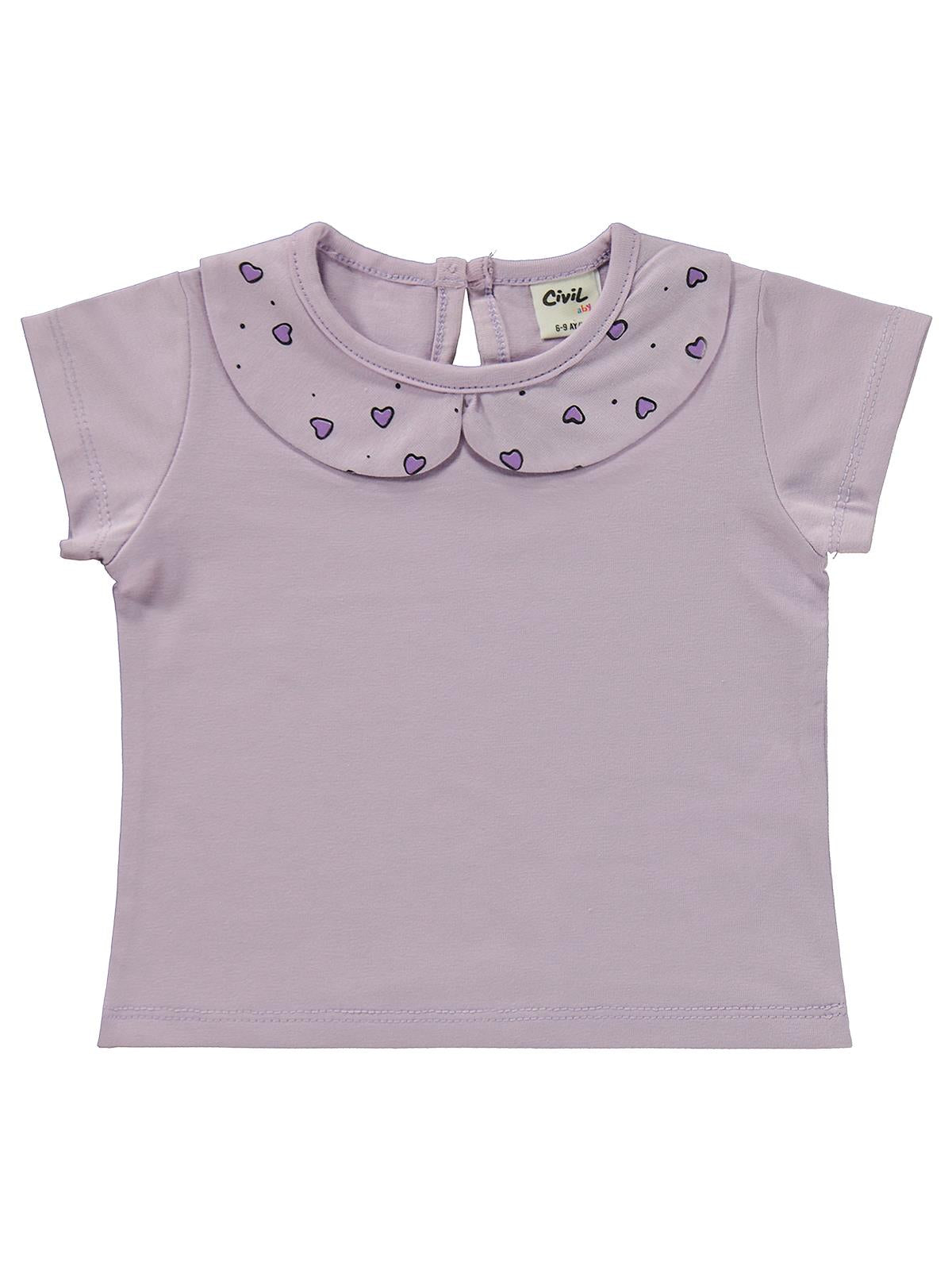 Civil Baby Kalp Empirme Bebe Yaka 6-18 Ay Takım - Lila