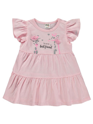 Civil Baby Zürafa Lase Nakış 6-18 Ay Elbise - Pembe