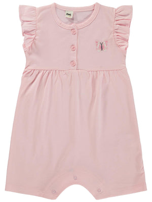 Civil Baby Kelebek Baskılı Kolu Büzgülü 6-18 Ay Tulum - Pembe