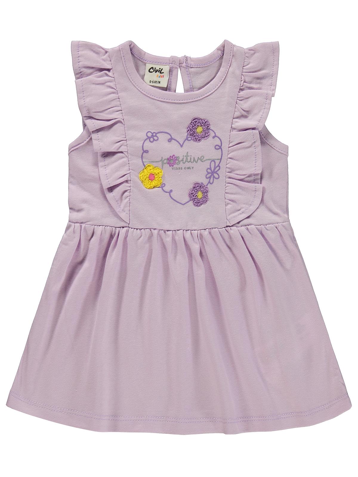 Civil Baby Kalp Baskı Çiçek 6-18 Ay Elbise - Lila