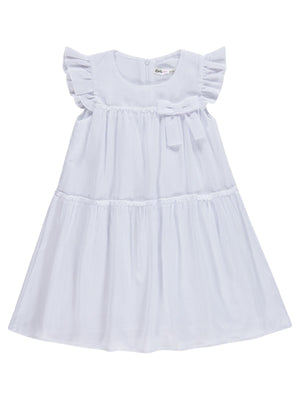 Civil Girls Fiyonklu Volanlı 6-9 Yaş Elbise - Kırık Beyaz