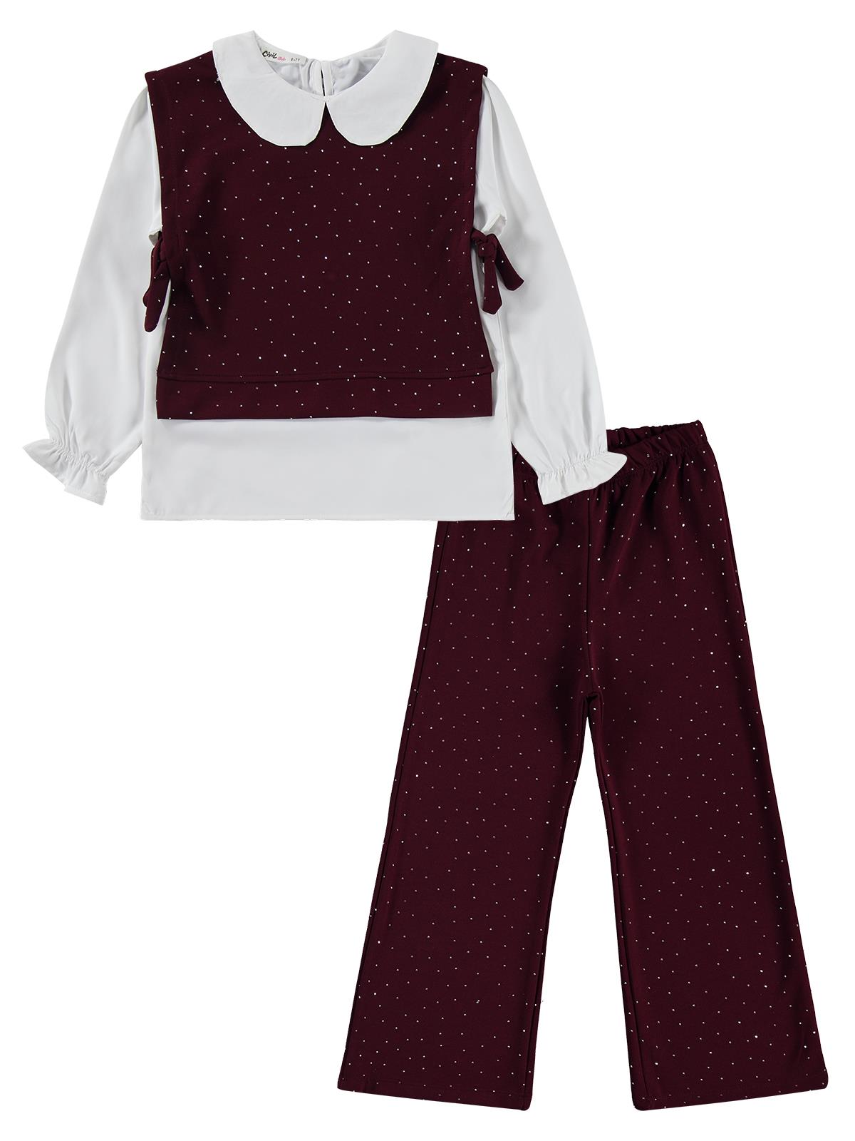 Civil Girls Yakalı 6-9 Yaş Takım - Bordo