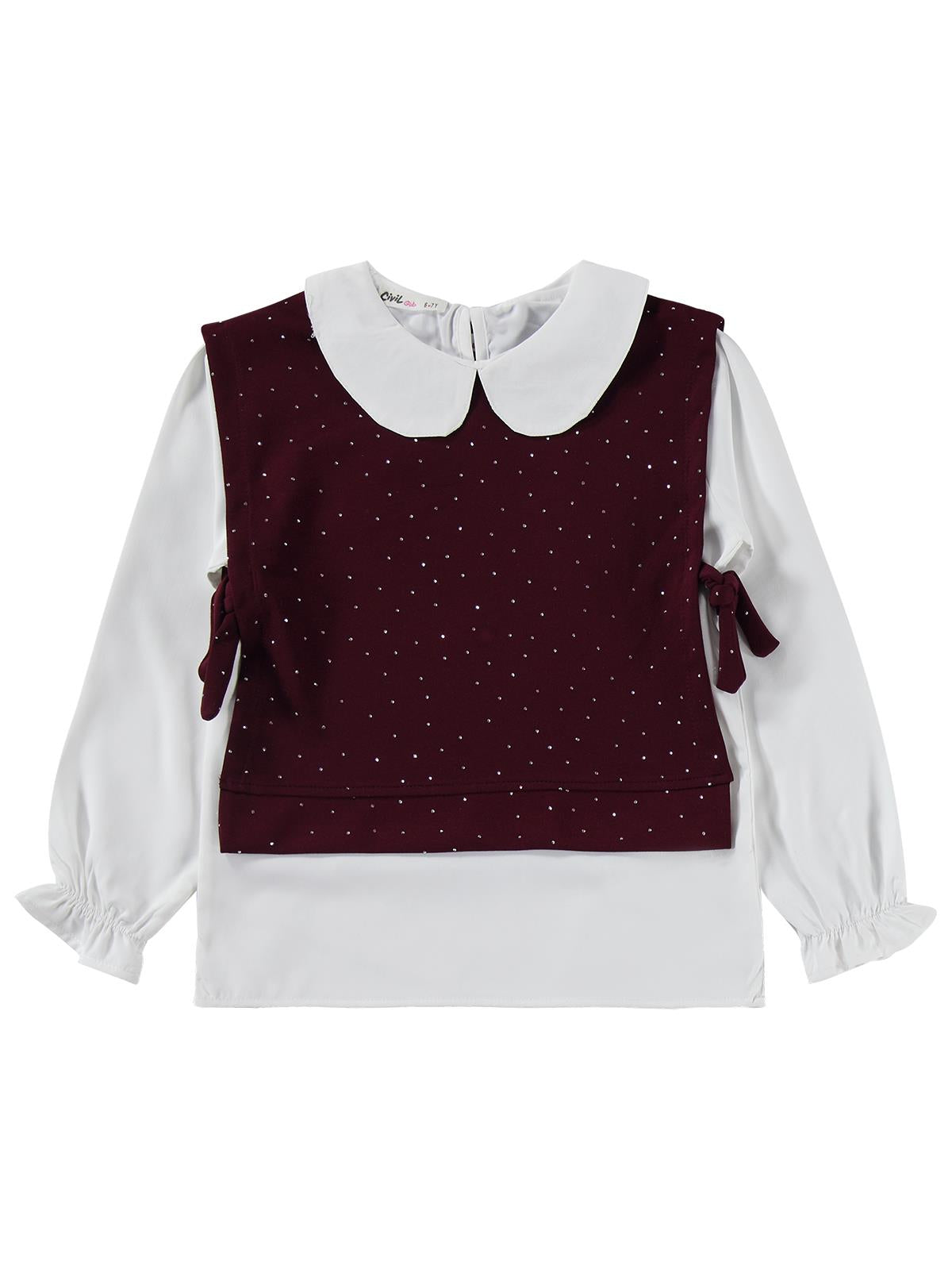 Civil Girls Yakalı 6-9 Yaş Takım - Bordo