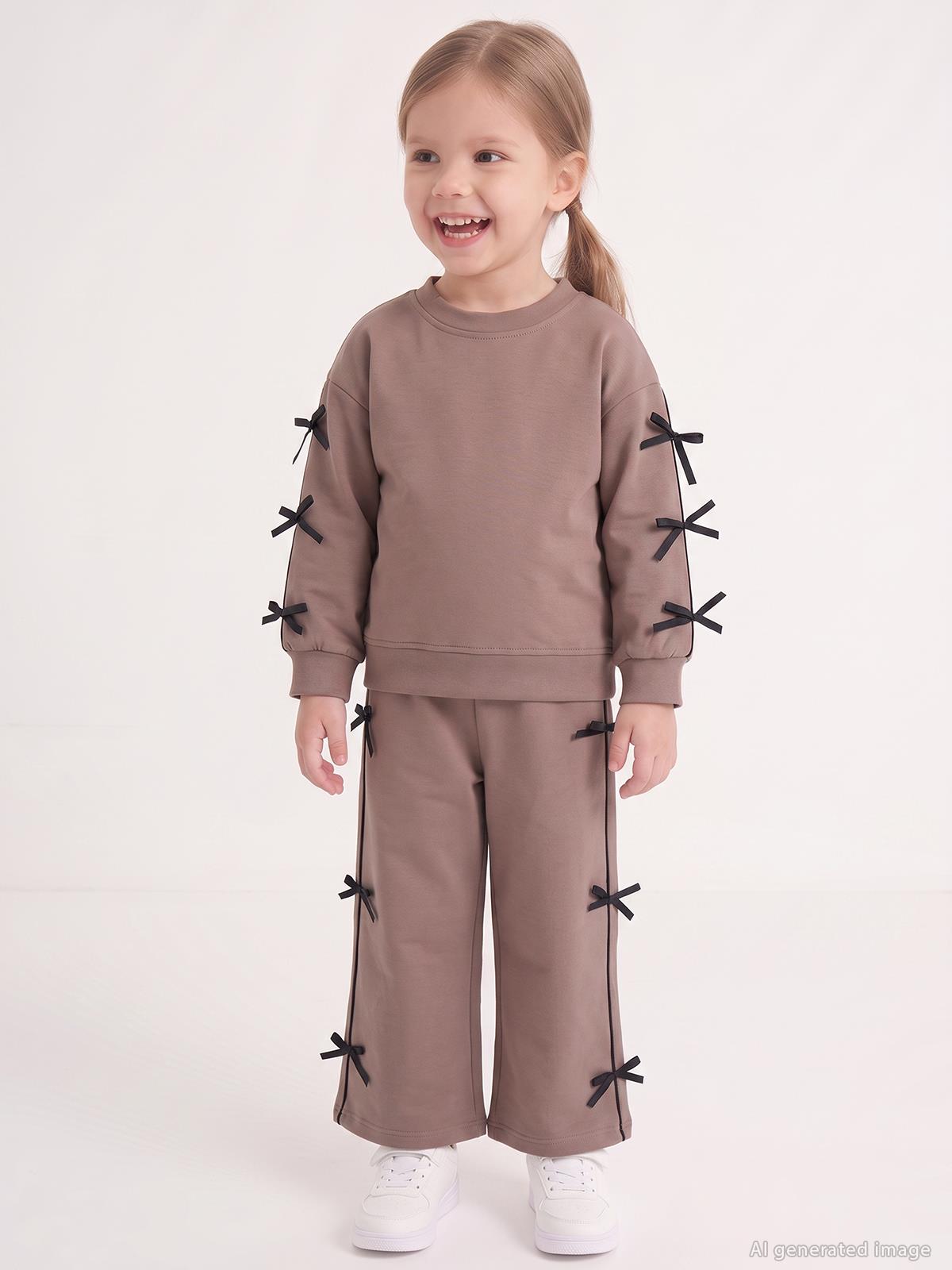 Civil Girls Kız Çocuk Fiyonklu 2-5 Yaş Eşofman Takımı - Bej