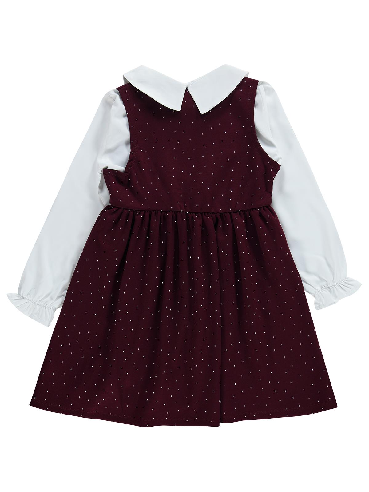 Civil Girls Taş Baskılı 6-9 Yaş Elbise - Bordo