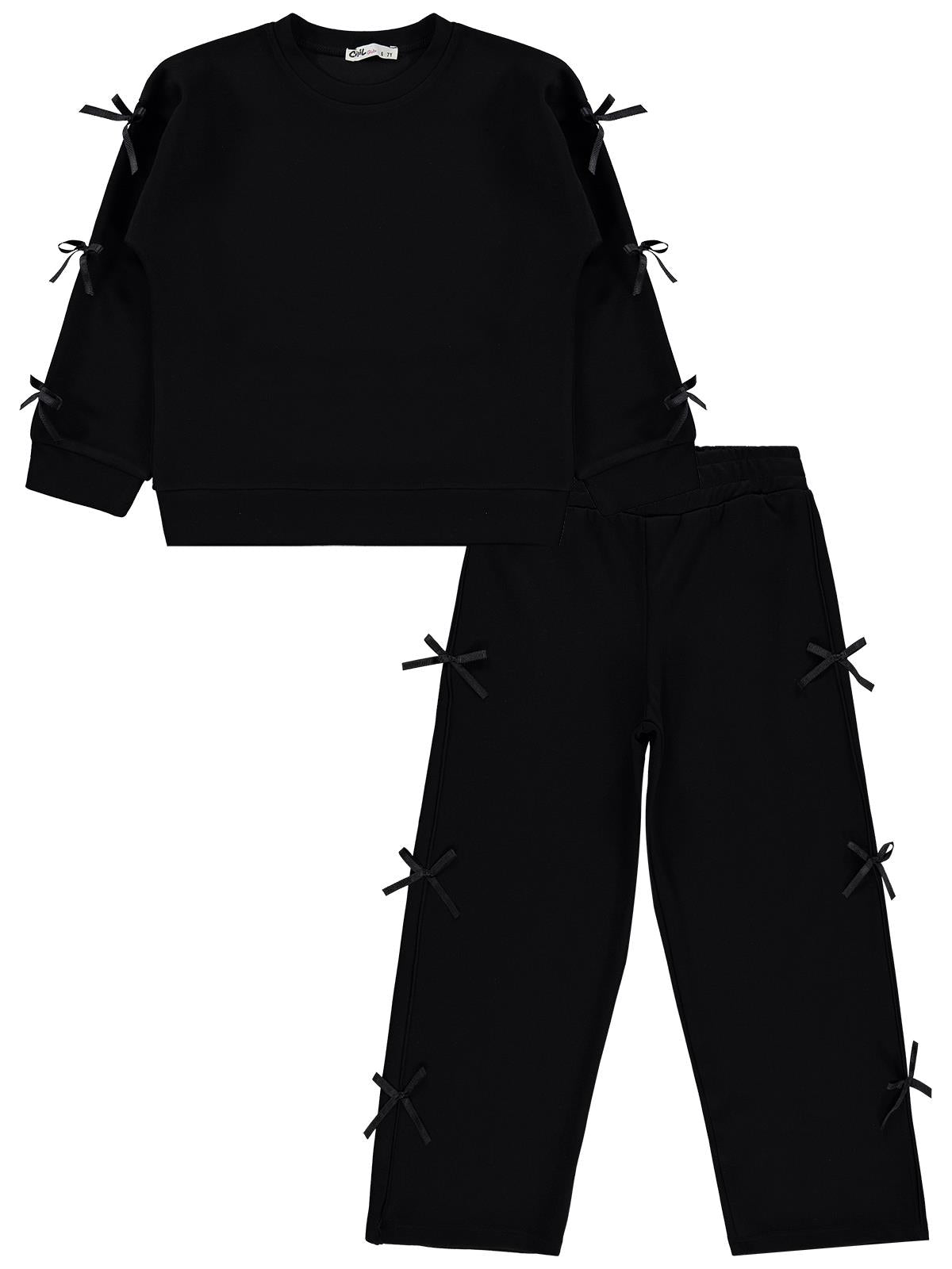 Civil Girls Kız Çocuk Fiyonklu 6-9 Yaş Eşofman Takımı - Siyah