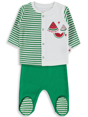 Nova Baby Karpuz Kokulu Önden Açık 1-6 Ay Pijama Takımı - Ekru