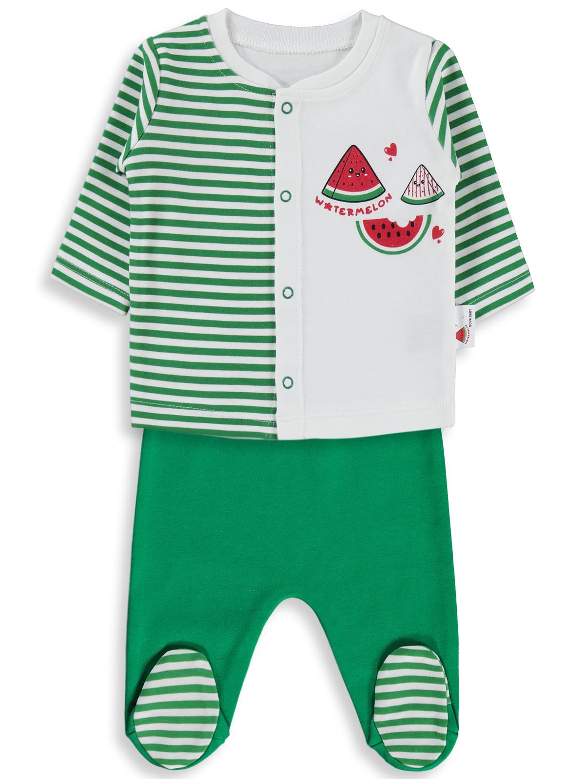 Nova Baby Karpuz Kokulu Önden Açık 1-6 Ay Pijama Takımı - Ekru