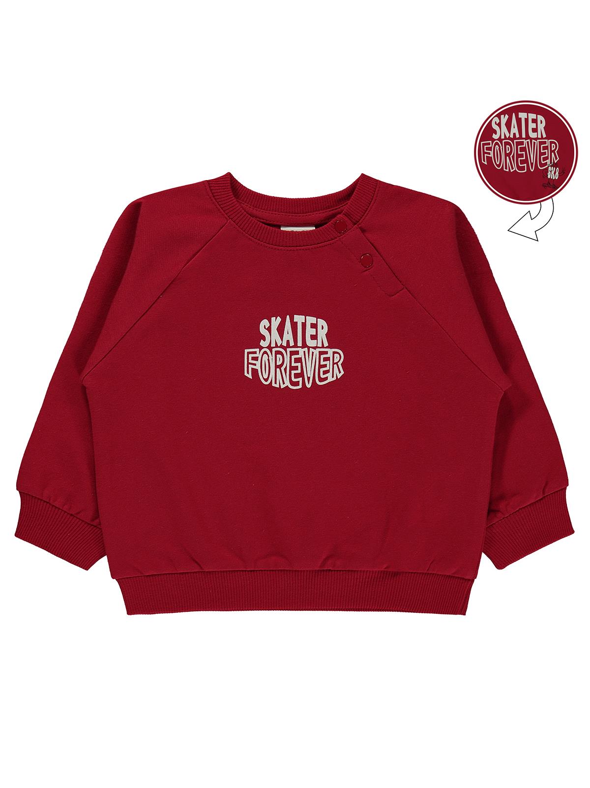 Civil Baby Skater Forever Baskılı 6-18 Ay Sweatshirt - Kırmızı