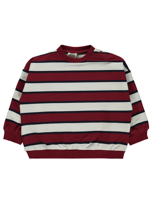 Civil Baby Çizgili 6-18 Ay Sweatshirt - Bordo