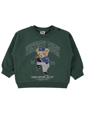 Civil Baby Teddy Bear Baskılı 6-18 Ay Sweatshirt - Yeşil