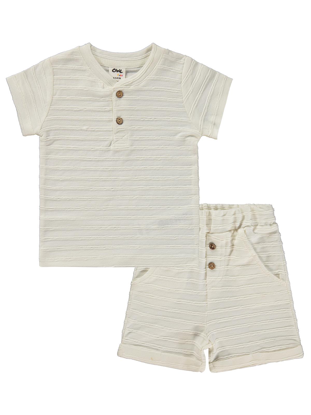 Civil Baby Jakarlı 6-18 Ay Takım - Ekru