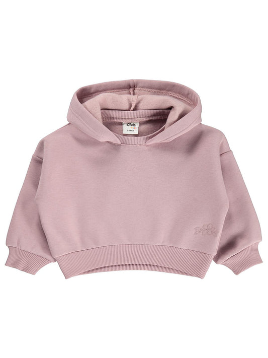 Civil Baby Çiçek Nakışlı Basic Kapşonlu 6-18 Ay Sweatshirt - Lila