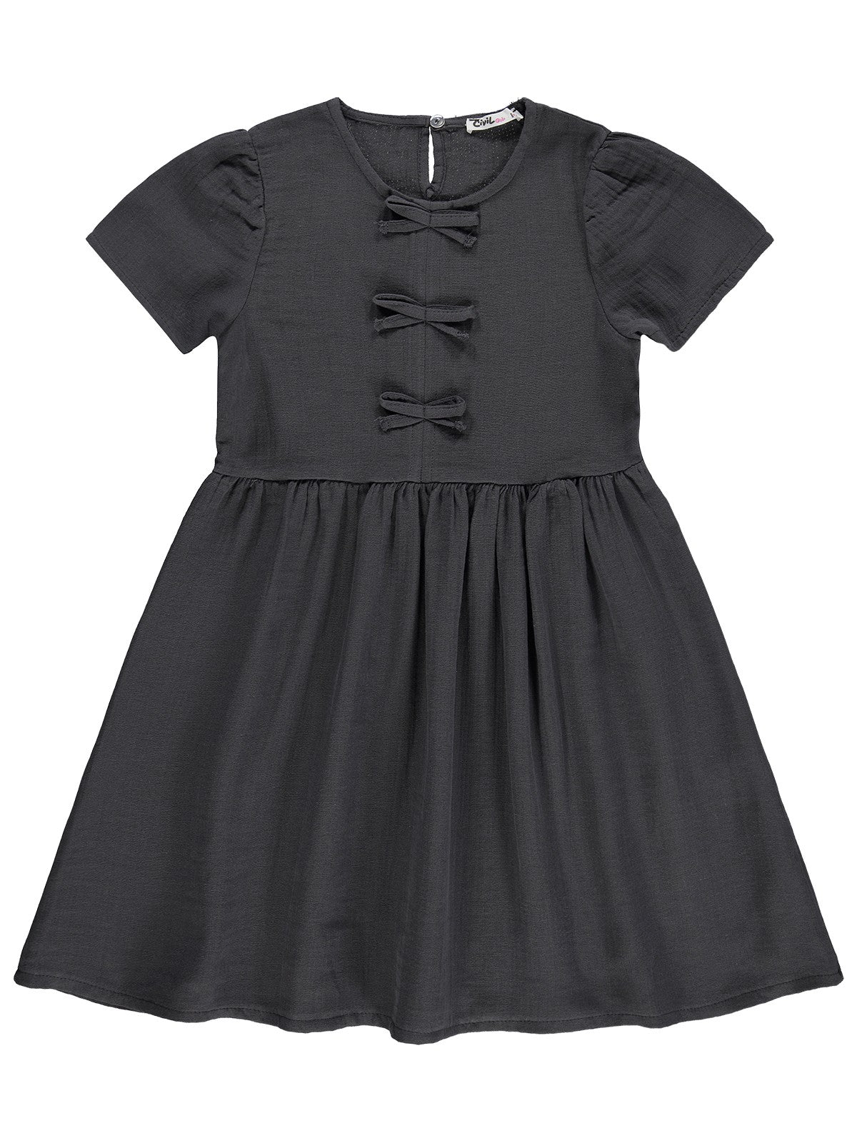 Civil Girls Fiyonklu 6-9 Yaş Elbise - Gri
