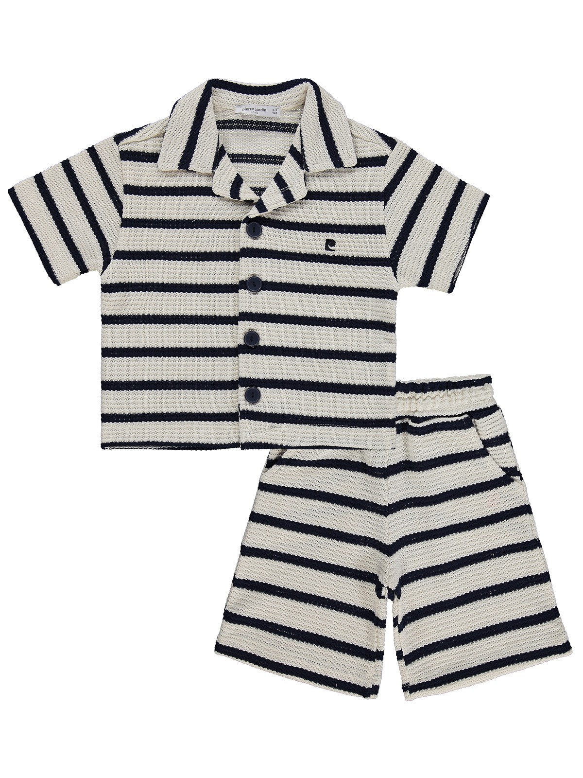 Pierre Cardin Çizgili Kaprili 2-5 Yaş Takım - Ekru