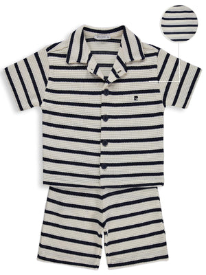 Pierre Cardin Çizgili Kaprili 6-9 Yaş Takım - Ekru