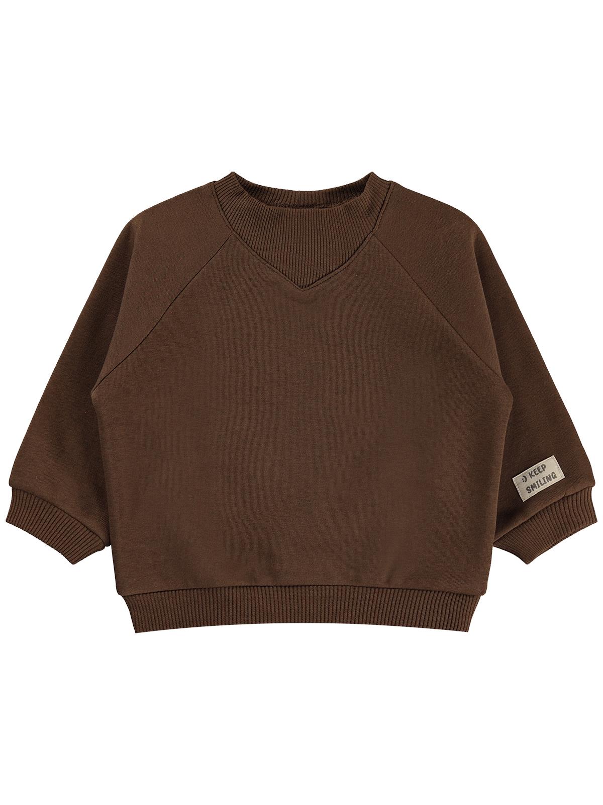 Civil Baby Keep Smiling Etiketli Basic 6-18 Ay Sweatshirt - Kahverengi