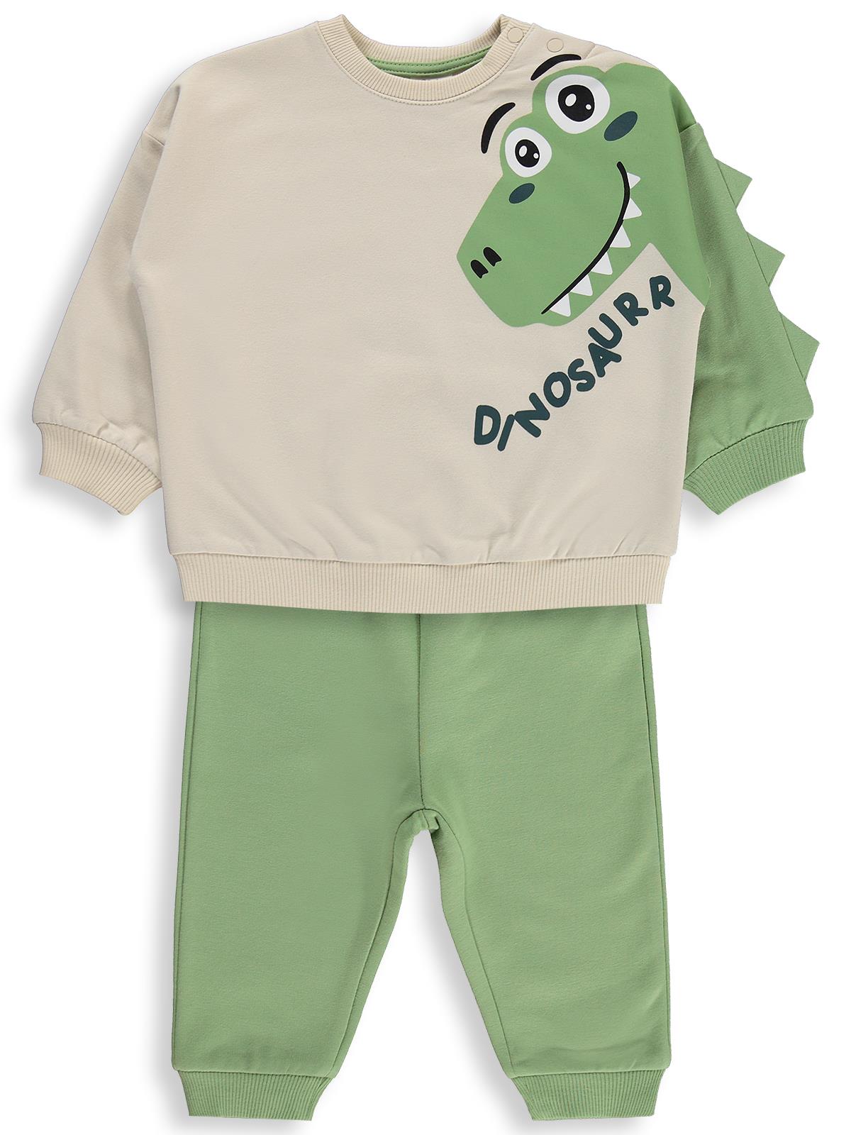 Civil Baby Dinozor Baskılı 6-18 Ay Takım - Bej