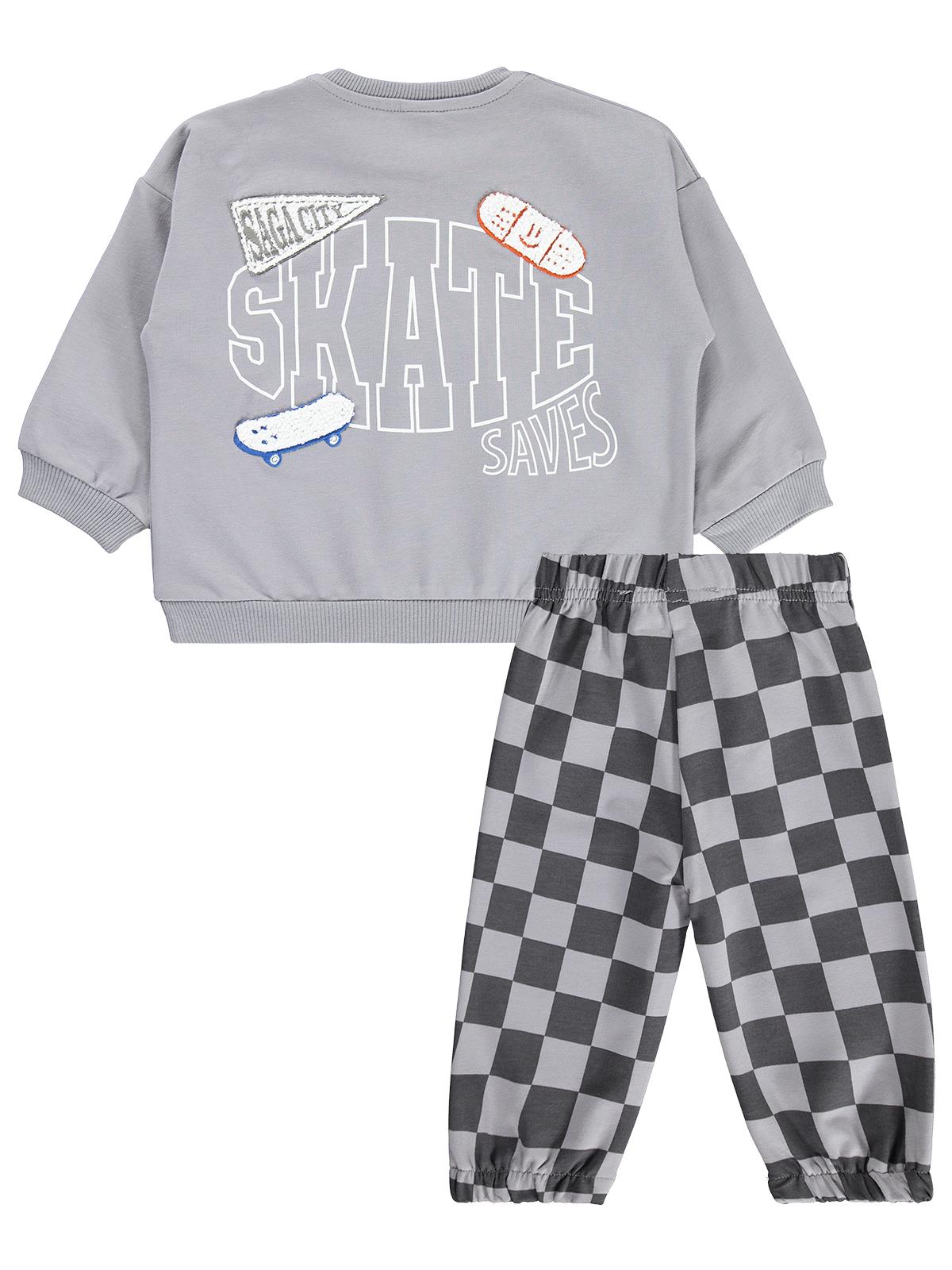 Civil Baby Skate Baskılı 6-18 Ay Takım - Gri