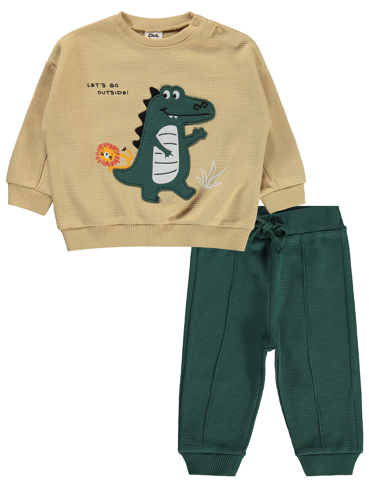 Civil Baby Timsah Baskılı 6-18 Ay Takım - Açık Camel