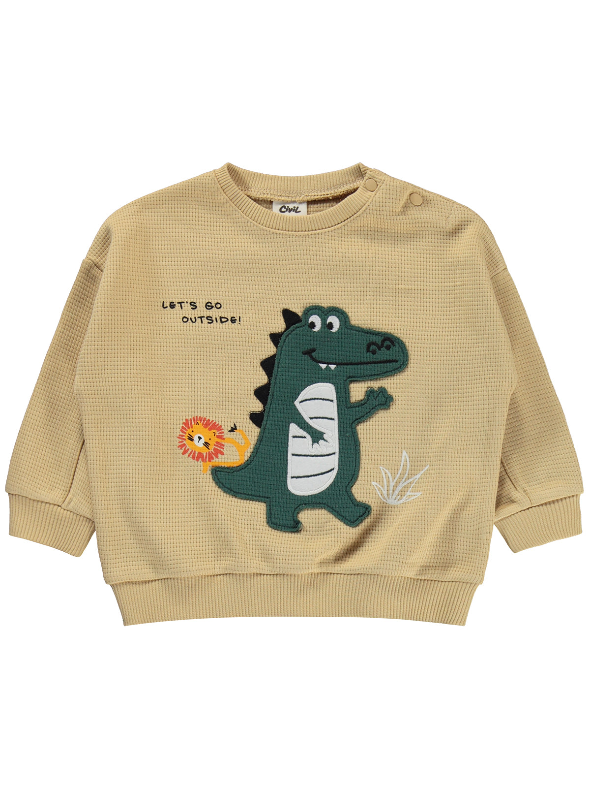 Civil Baby Timsah Baskılı 6-18 Ay Takım - Açık Camel