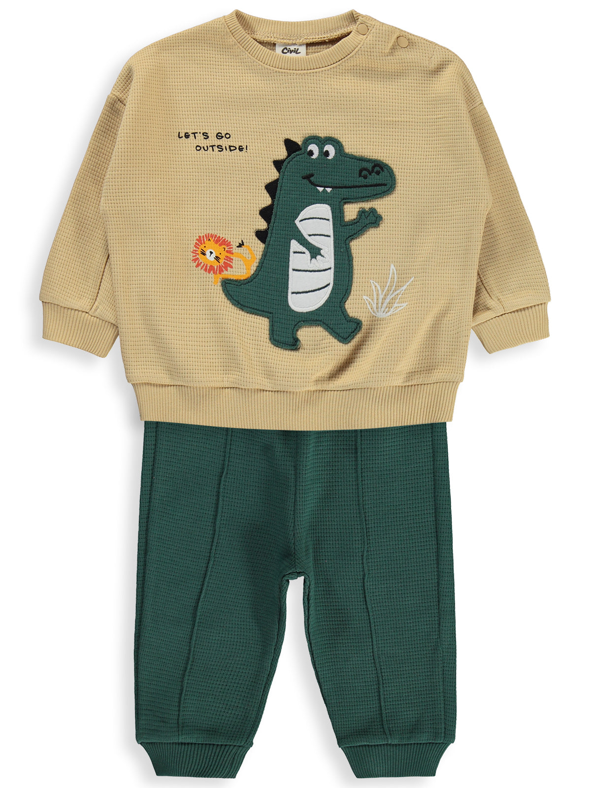Civil Baby Timsah Baskılı 6-18 Ay Takım - Açık Camel