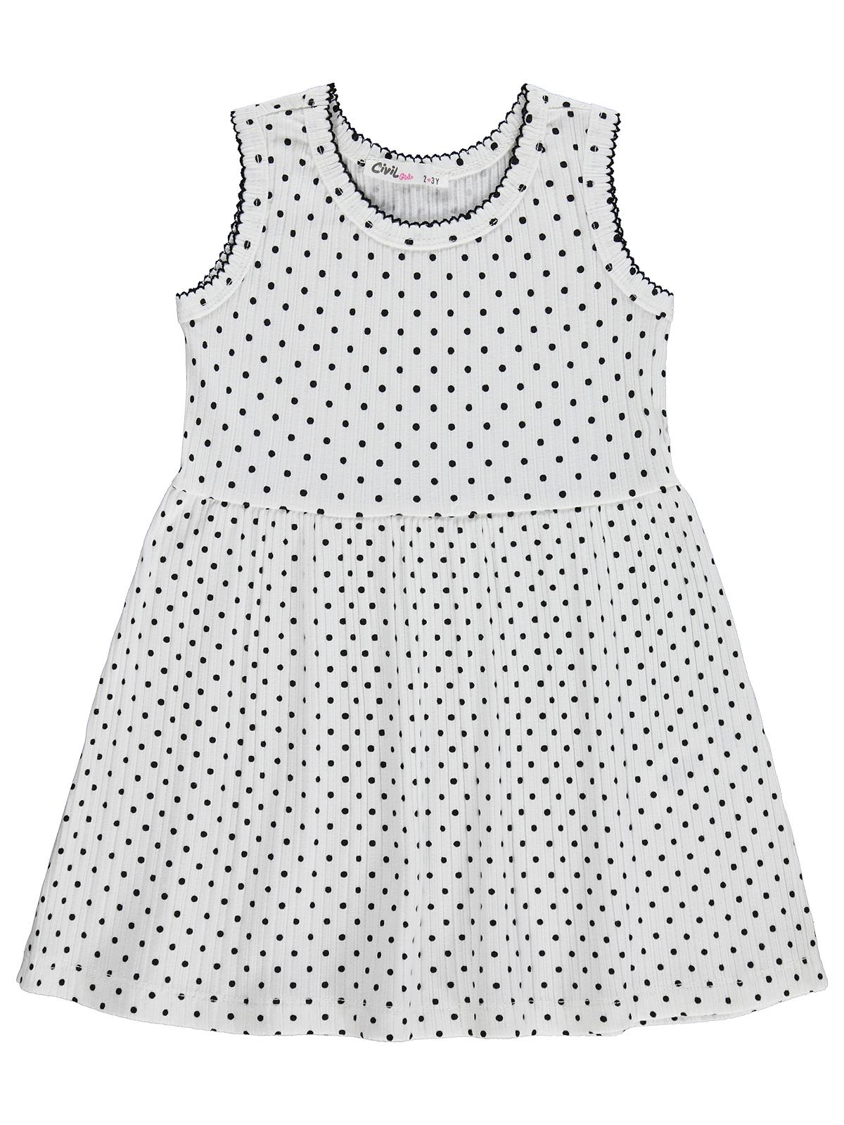 Civil Girls Puantiyeli 2-5 Yaş Elbise - Ekru