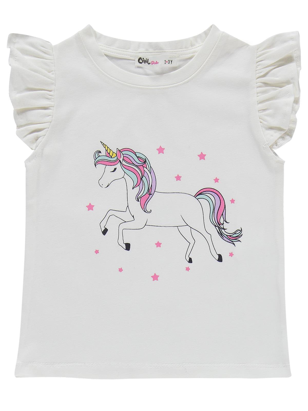 Civil Girls Unicorn Baskılı  2-5 Yaş Takım - Lila