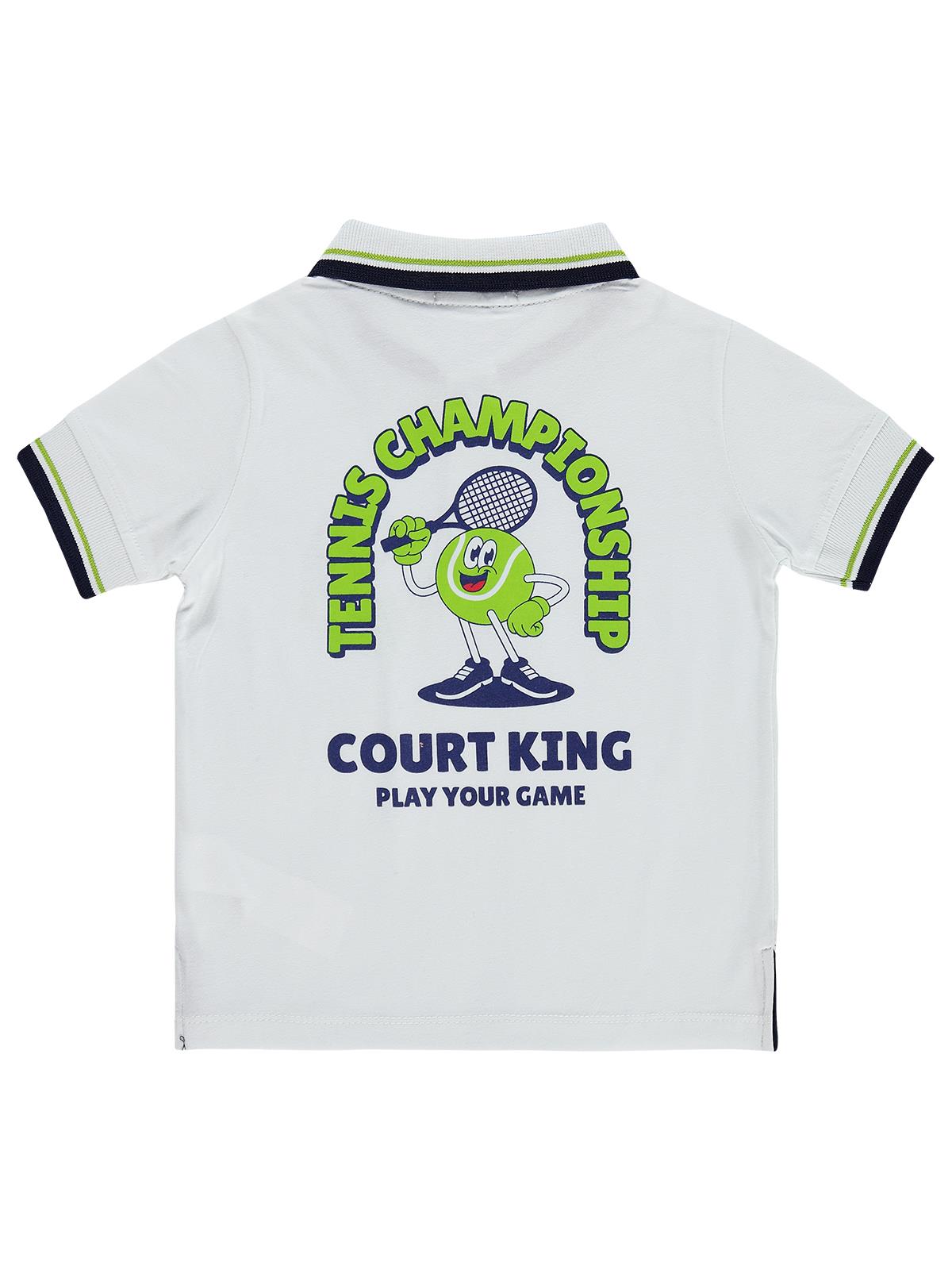 Civil Boys Tennis Baskılı 2-5 Yaş Tişört - Kırık Beyaz