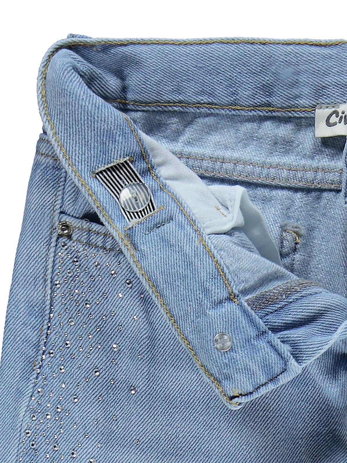 Civil Girls Taşlı Bol Paça 6-9 Yaş Pantolon Kot - Mavi
