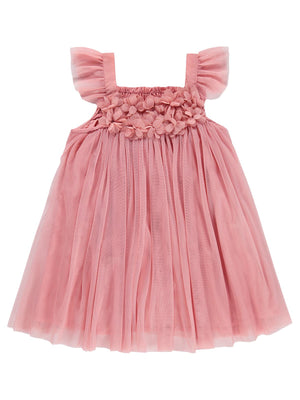 Civil Girls Şifon Çiçek Aplikeli 2-5 Yaş Elbise - Pembe